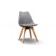 Leather Seat Beech Dining Chair With Four Gently Tapered Legs
