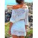 backless Loose Embroidery dress white Blouses tassel Floral Lace Crochet Dresses Retro