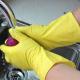 Yellow Color Latex Flock Lined Latex Gloves , Kitchen Dishwashing Gloves Anti Slip