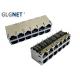 2x6 Stacked Shielded Ethernet Connector RJ45 Through Hole Surge Protection