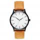 Custom Mens Stainless Steel Watches Leather Strap / Japanese Quartz