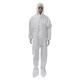 Non Woven Hooded Disposable Coveralls Pp Pe Laminated Sf White Color With Boot Cover