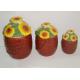 Dolomite Ceramic Kitchen Canisters Hand Painted Basket Sunflower Covered Canister 3 Set