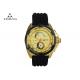 Black Silicone Band Classic Mens Wrist Watches Gold Dial OEM / ODM Available