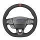 Custom Hand Sewing Black Soft Suede Steering Wheel Cover for Ford Focus RS MK3 ST 2015