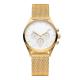Men chronograph quartz wrist watch branded watch with gold mesh strap