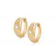 12mm Size Gold Huggie Hoop Earrings With 0.16ct Round Cut CZ