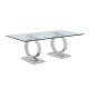 0.18m3 Glass SS Coffee Table Chrome Finished 130cm