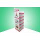 Robust Cardboard Floor Display Stands , 6 Shelf Stand Up Cardboard Display With Supporting Bars