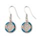 925  With Sterling Silver Greek  Key  Blue   Meander Opal  Phaistos Disc Dangle  Women Earrings