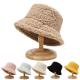 Unisex Harajuku Bucket Hat Graffiti Solid Fisherman Hat Autumn Winter Lamb Wool 60cm