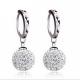 925 Silver Plated with Rhinestone Cubic Zircon Ball Beads Dangle Earrings (EEBALL03)