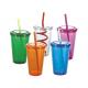 16oz double wall AS/PS transparent plastic water bottle with straw customization