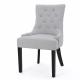 Contemporary Fabric Dining Chairs Light Gray Tufted Upholstered With Nailhead Trim