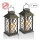 11 Inch Brushed Solar Powered Flickering Candle Lanterns