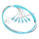6 Strand Fiber Optic Pigtail LC / UPC OM3 Breakout Pigtail With PVC Jacket
