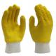 Yellow Cotton Jersey Gloves Wavy Rubber Full Latex Covered Gloves