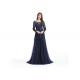 Women Sexy Wrap Plunging Sparkle Prom Dresses With Sleeves A - Line Style