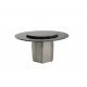 Customizable Steel Finish Dining Table With Glass Top Round Table For Home Use