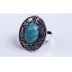 European and American big personality carved turquoise retro alloy ring adjustable size