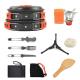 Aluminum Alloy Camping Cookware Mess Kit with Wood Spoon Accessories and Backpacking Stove