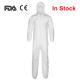Long Front Zipper Disposable Protective Suit Elastic Waistband Cuffs Isolation