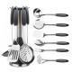 TPR Plastic Handle 7 Piece Stainless Steel Kitchen Utensils Set for All Cookware