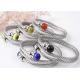 Powder crystal stone bracelet stainless steel wire elastic twisted wire fine steel rope three-ring bracelet