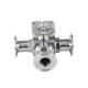 Manual Sanitary Stainless Steel 304/316L Tri-Clamp 3 Way Ball Valve with High Mounting Pad