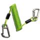 Plastic TPU Coiled Tool Lanyard Double Stainless Steel Carabiner Hooks Green Color