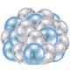 Silver + Blue Balloons + White Balloons + Confetti Balloons w/Ribbon | Rosegold Balloons for Parties