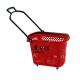 Retail Grocery Plastic Shopping Basket With Wheels Red 35L 45L 50L 60L
