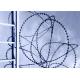 Razor Blade Barbed Fence Security Wire Single Loop Coiled Galvanized / Pvc Coated