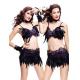 Floral Lace Feather Dance Costumes Polyester Material For Belly Dancing Outfits