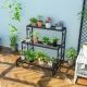 Iron Garden Plant Display Stand Shelves For Large Flower Pot Rack Display 3 Store Black