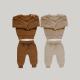 Baby Chunky Knitwear Handmade Crew Neck Sweaters Pullover Knitted Long Pants 2Pcs Lounge
