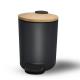 3L 5L Small Round Fingerprint-Proof Black Metal Step Trash Can with Bamboo Lid