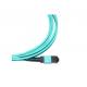 12 Core OM3 Fiber Optic Patch Cord MPO To MPO Trunk Cable Blue Jacket