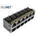 2x6 Stacked Shielded Ethernet Connector RJ45 Through Hole Surge Protection
