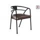 Loft Design Industrial Style Metal Restaurant Chairs With Leather Seats Arm