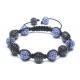 Adjustable Shamballa Bracelet, Blue & Black Rhinestone Ball