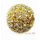 Rhinestone Shamballa Alloy Bead Jewelry , Gold Crystal Pave Ball Beads 16mm