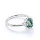 Classic 7 Stone 1.1 carat Oval Cut Moss Green Agate and Plain Shank Wedding Ring in White Gold
