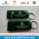 Customized Green Flat Alerting Whistle White Logo Printed w/Key Ring