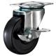 Small Swivel black  rubber caster with side brake  2,2.5,3 light duty\ Caster for Basket, Moving castor
