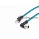 Durable RJ45 To Angled M12 X Code 8P Industrial Ethernet Cable with PUR Jacket