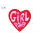 Girl Power Heart Shape Embroidery Designs Patches / Iron On Clothing Patches