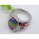 Women Colorized Decoration Enamel Band Stainless Steel Ring 1130893