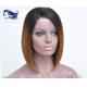Ombre Glueless Human Hair Full Lace Wigs With Bangs Silk Straight
