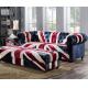 Union Jack Velvet Chesterfield Sofa Couch With Matching Footstool In Plush Velvet